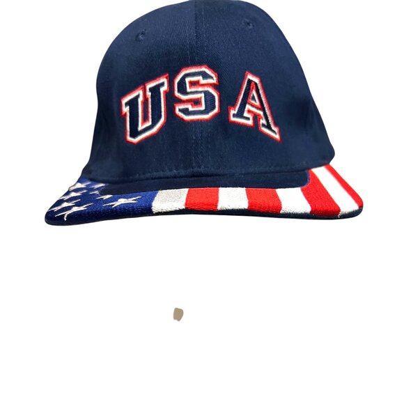 USA Patriotic Baseball Cap With American Flag Brim Adjustable Strap Cotton - Picture 2 of 4